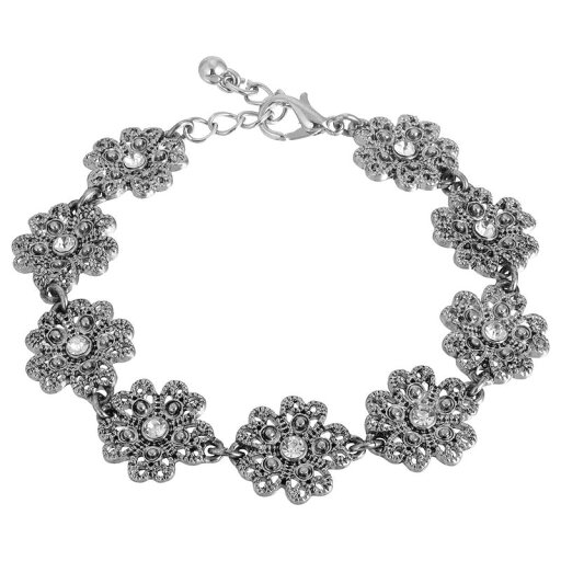 【送料無料】 1928 レディース ブレスレット・バングル・アンクレット アクセサリー 1928 Silver Tone Crystal Flower Link Bracelet White 【送料無料】 1928 レディース ブレスレット・バングル・アンクレット アクセサリー 1928 Silver Tone Crystal Flower Link Bracelet White