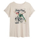 【送料無料】 ディズニー レディース Tシャツ トップス Disney's Peter Pan Juniors' Poster Flowy Tee Beige