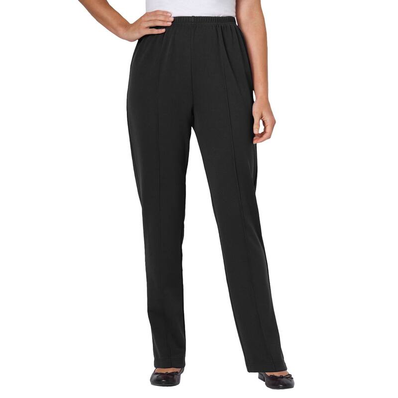 【送料無料】 ウーマン ウィズイン レディース カジュアルパンツ ボトムス Woman Within Women's Plus Size Tall The Hassle-free Elastic-waist Soft Knit Pant Black