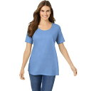 【送料無料】 ウーマン ウィズイン レディース Tシャツ トップス Woman Within Women's Plus Size Perfect Short-sleeve Scoopneck Tee French Blue(4)