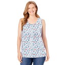 【送料無料】 ウーマン ウィズイン レディース Tシャツ トップス Woman Within Women's Plus Size Perfect Printed Scoopneck Tank White Lovely Ditsy(4)