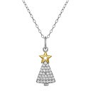 【送料無料】 プリムローズ レディース ネックレス・チョーカー・ペンダントトップ アクセサリー PRIMROSE Two Tone Sterling Silver Cubic Zirconia Christmas Tree Pendant Necklace Sterling Yellow Gold