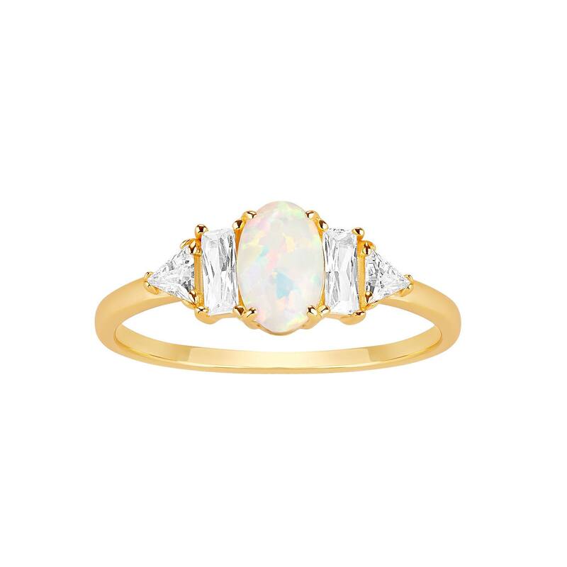 【送料無料】 プリムローズ レディース リング アクセサリー PRIMROSE Cubic Zirconia & Opal Ring Two Tone