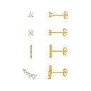 【送料無料】 プリムローズ レディース ピアス・イヤリング アクセサリー PRIMROSE 4-Pair 18k Gold Plated Cubic Zirconia Stud Earring Set Gold Tone(4)