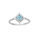 【送料無料】 プリムローズ レディース リング アクセサリー PRIMROSE Sterling Silver Aqua Cubic Zirconia Starburst Halo Ring Sterling Aqua