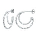 【送料無料】 Aleure Precioso レディース ピアス・イヤリング アクセサリー Aleure Precioso Sterling Silver Double Graduated Posted Hoop Earrings Silver Tone(4)