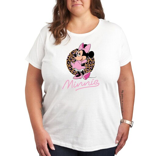 【送料無料】 ライセンス キャラクター レディース Tシャツ トップス Disney's Minnie Mouse Plus Size Leopard Graphic Tee White 【送料無料】 ライセンス キャラクター レディース Tシャツ トップス Disney's Minnie Mouse Plus Size Leopard Graphic Tee White