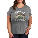 【送料無料】 ライセンス キャラクター レディース Tシャツ トップス Plus Peanuts Turkey Squad Graphic Tee Heather Gray