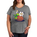 【送料無料】 ライセンス キャラクター レディース Tシャツ トップス Plus Cat On Strawberry Graphic Tee Heather Gray