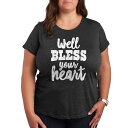 【送料無料】 ライセンス キャラクター レディース Tシャツ トップス Plus Well Bless Your Heart Graphic Tee Heather Charcoal