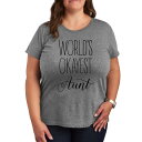 【送料無料】 ライセンス キャラクター レディース Tシャツ トップス Plus World's Okayest Aunt Graphic Tee Heathe...