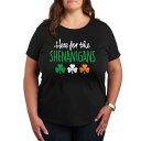 【送料無料】 ライセンス キャラクター レディース Tシャツ トップス Plus Here for the Shenanigans Graphic Tee Black(4)