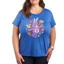 【送料無料】 ライセンス キャラクター レディース Tシャツ トップス Plus Care Bears Bunny Bear Graphic Tee Heather Royal Blue(4)