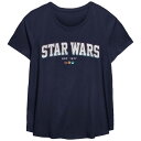 【送料無料】 ライセンス キャラクター レディース Tシャツ トップス Plus Size Star Wars Est. 1977 Graphic Tee Navy