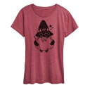 【送料無料】 アンブランデッド レディース Tシャツ トップス Women's Witch Cat With Pumpkin Graphic Tee Heather Dark Red