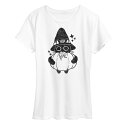 【送料無料】 アンブランデッド レディース Tシャツ トップス Women's Witch Cat With Pumpkin Graphic Tee White