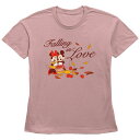 【送料無料】 ディズニー レディース Tシャツ トップス Disney's Mickey Mouse And Minnie Mouse Falling In Love Women's Graphic Tee Desert Pink