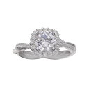 【送料無料】 プリムローズ レディース リング アクセサリー PRIMROSE Sterling Silver Cubic Zirconia Halo Engagement Ring White(4)