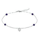 【送料無料】 Aleure Precioso レディース ブレスレット・バングル・アンクレット アクセサリー Aleure Precioso Sterling Silver Cubic Zirconia Heart Charm Anklet Purple