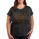 【送料無料】 ライセンス キャラクター レディース Tシャツ トップス Plus Friends Logo With Turkey Graphic Tee Heather Charcoal