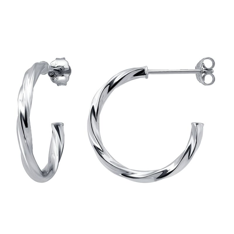 Aleure Precioso レディース アクセサリー ピアス・イヤリング Aleure Precioso Sterling Silver 20 mm Twisted C-Hoop Earringsterling Silver シルバー(4)