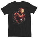 【送料無料】 ライセンス キャラクター レディース Tシャツ トップス Big & Tall Marvel Avengers Endgame Iron Man Portrait Tee Black