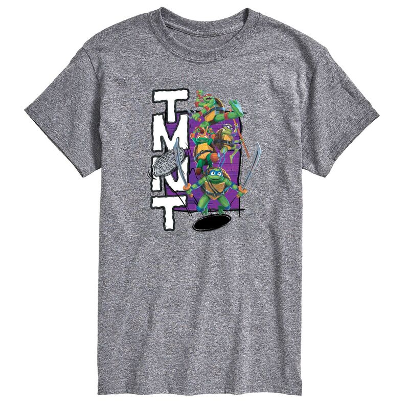 【送料無料】 ニコロデオン メンズ Tシャツ トップス Big & Tall Nickelodeon TMNT Mutant Mayhem Group Graphic Tee Gray