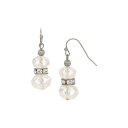 【送料無料】 1928 レディース ピアス・イヤリング アクセサリー 1928 Double Glass Bead Crystal Accent Wire Earrings White(4)
