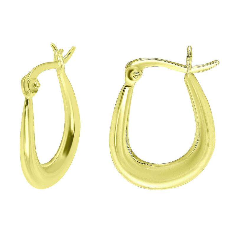 【送料無料】 Aleure Precioso レディース ピアス・イヤリング アクセサリー Aleure Precioso Sterling Silver 3 mm x 30 mm Oval Hoop Earrings Gold Tone