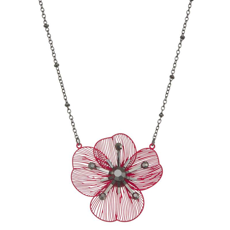 【送料無料】 ヴェラウォン レディース ネックレス・チョーカー・ペンダントトップ アクセサリー Simply Vera Vera Wang Red Flower Short Pendant Necklace Red