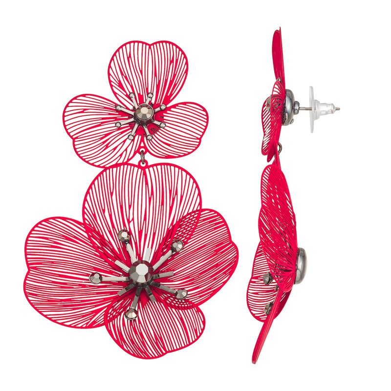 楽天ReVida 楽天市場店【送料無料】 ヴェラウォン レディース ピアス・イヤリング アクセサリー Simply Vera Vera Wang Red Flower Double Drop Earrings Red
