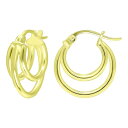 【送料無料】 Aleure Precioso レディース ピアス・イヤリング アクセサリー Aleure Precioso Sterling Silver 1.5 mm x 15 mm 3-Row Hoop Earrings Gold Tone(4)
