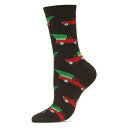 【送料無料】 メモイ レディース 靴下 アンダーウェア Christmas Tree Truck Holiday Crew Sock Black