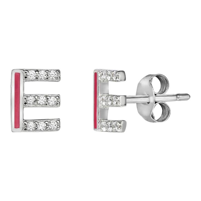 楽天ReVida 楽天市場店【送料無料】 プリムローズ レディース ピアス・イヤリング アクセサリー PRIMROSE Sterling Silver Cubic Zirconia Initial Stud Earrings Fuchsia E