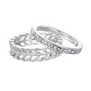 【送料無料】 LC Lauren Conrad レディース リング アクセサリー LC Lauren Conrad Leaf Ring Set Silver Tone