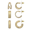【送料無料】 LC Lauren Conrad レディース ピアス・イヤリング アクセサリー LC Lauren Conrad Gold Tone Mini C-Hoop Earring Set Gold Tone|詳細画像