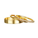 【送料無料】 LC Lauren Conrad レディース リング アクセサリー LC Lauren Conrad Gold Tone Pave & Smooth Metal Ring Set Gold Tone