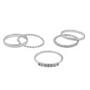 【送料無料】 LC Lauren Conrad レディース リング アクセサリー LC Lauren Conrad Silver Tone Pave and Textured Nickel Free Ring Set Silver
