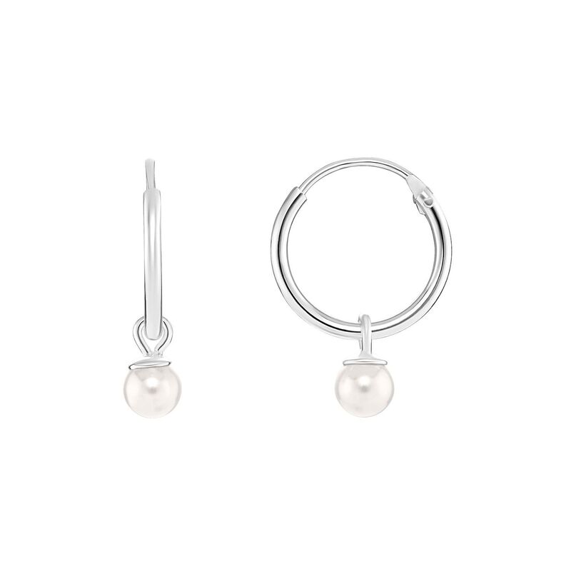 【送料無料】 プリムローズ レディース ピアス・イヤリング アクセサリー PRIMROSE Sterling Silver White Glass Pearl Drop Endless Hoop Earrings Sterling White