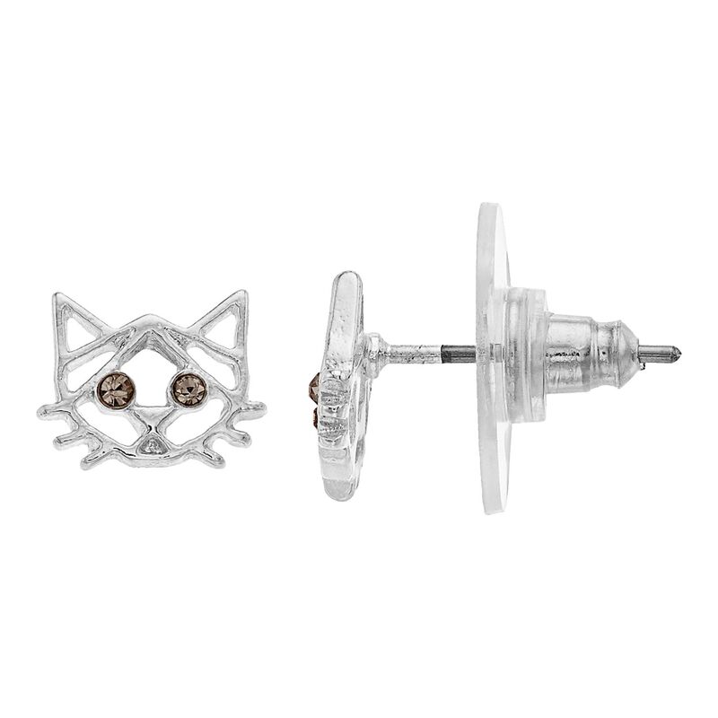 LC Lauren Conrad レディース アクセサリー ピアス・イヤリング LC Lauren Conrad Cat Nickel Free Button Stud Earringsilver Tone シルバー