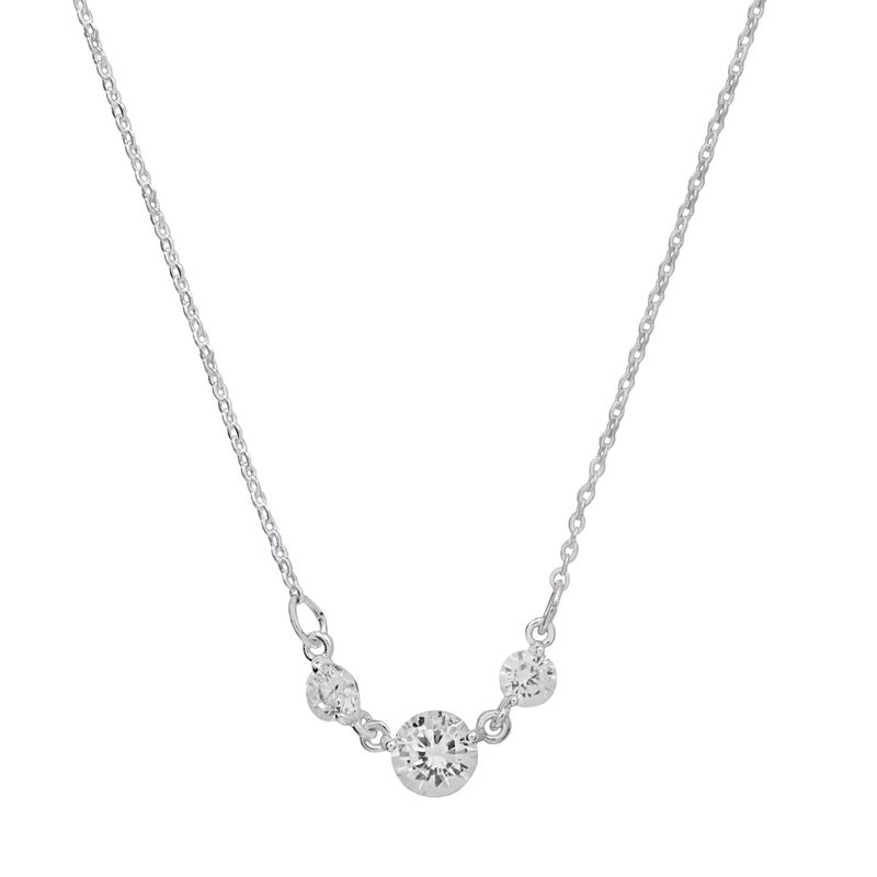 【送料無料】 LC Lauren Conrad レディース ネックレス・チョーカー・ペンダントトップ アクセサリー LC Lauren Conrad Cubic Zirconia Tri-Stone Short Necklace Silver Tone