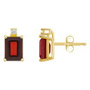 【送料無料】 Celebration Gems レディース ピアス・イヤリング アクセサリー Celebration Gems 14k Gold Emerald Cut Garnet & Diamond Accent Stud Earrings 14k Gold(4)