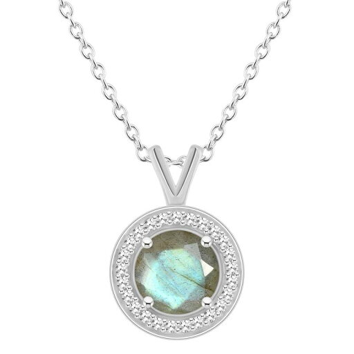 【送料無料】 Celebration Gems レディース ネックレス・チョーカー・ペンダントトップ アクセサリー Celebration Gems Sterling Silver Round Gemstone & 1/8 Carat T.W. Diamond Halo Pendant Necklace Labradorite 【送料無料】 Celebration Gems レディース ネックレス・チョーカー・ペンダントトップ アクセサリー Celebration Gems Sterling Silver Round Gemstone & 1/8 Carat T.W. Diamond Halo Pendant Necklace Labradorite