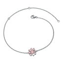 【送料無料】 アンブランデッド レディース ブレスレット・バングル・アンクレット アクセサリー Two Tone 18k Rose Gold & Sterling Silver Daisy Flower Charm Anklet Sterling