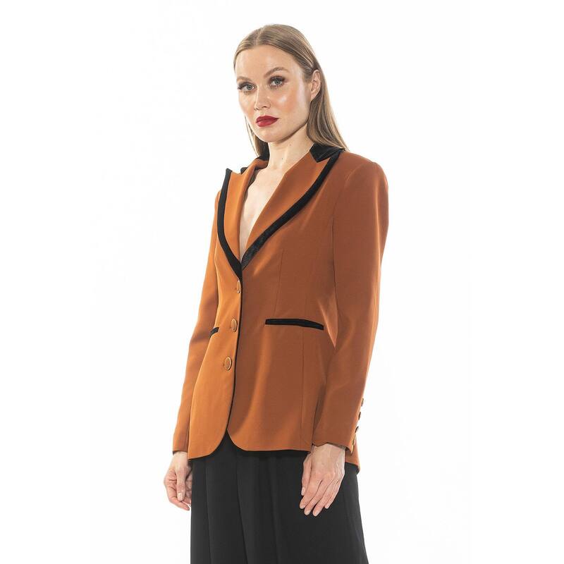 Allegra K レディース 2ピース ビジネススーツ 襟付き ボタンダウン ブレザー ペンシルスカート ワークスカート セット ネイビーブルー M