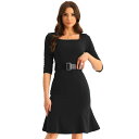 【送料無料】 アレグラ ケー レディース ワンピース トップス Women's Work Office Dress Square Neck Knee Lengt...