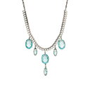 【送料無料】 1928 レディース ネックレス・チョーカー・ペンダントトップ アクセサリー 1928 Silver Tone Aqua Blue Crystal Bib Necklace Blue
