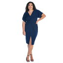 【送料無料】 24セブンコンフォート レディース ワンピース トップス Plus Size 24Seven Comfort Apparel Short Sleeve V-Neck Twist Front Split-Hem Dress Navy(4)