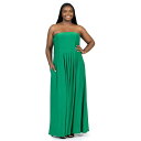 【送料無料】 24セブンコンフォート レディース ワンピース トップス Plus Size 24Seven Comfort Apparel Pleated A Line Strapless Maxi Dress With Pockets Green