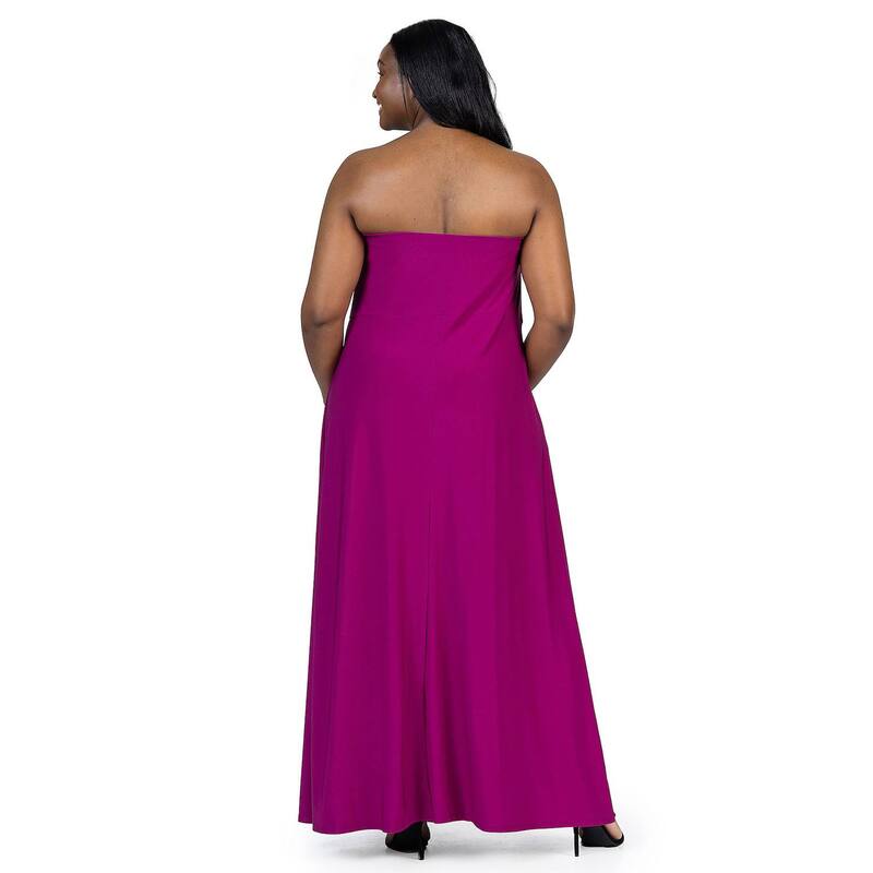 【送料無料】 24セブンコンフォート レディース ワンピース トップス Plus Size 24Seven Comfort Apparel Pleated A Line Strapless Maxi Dress With Pockets Teal